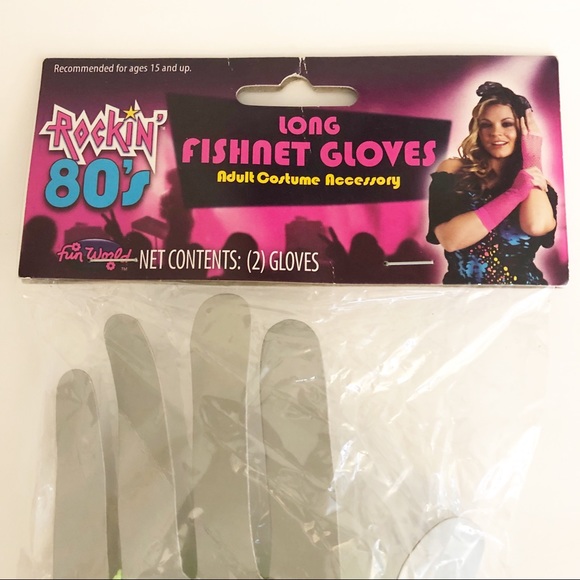 Rockin’ 80’s Neon Fishnet Costume Gloves | OS - Picture 2 of 3